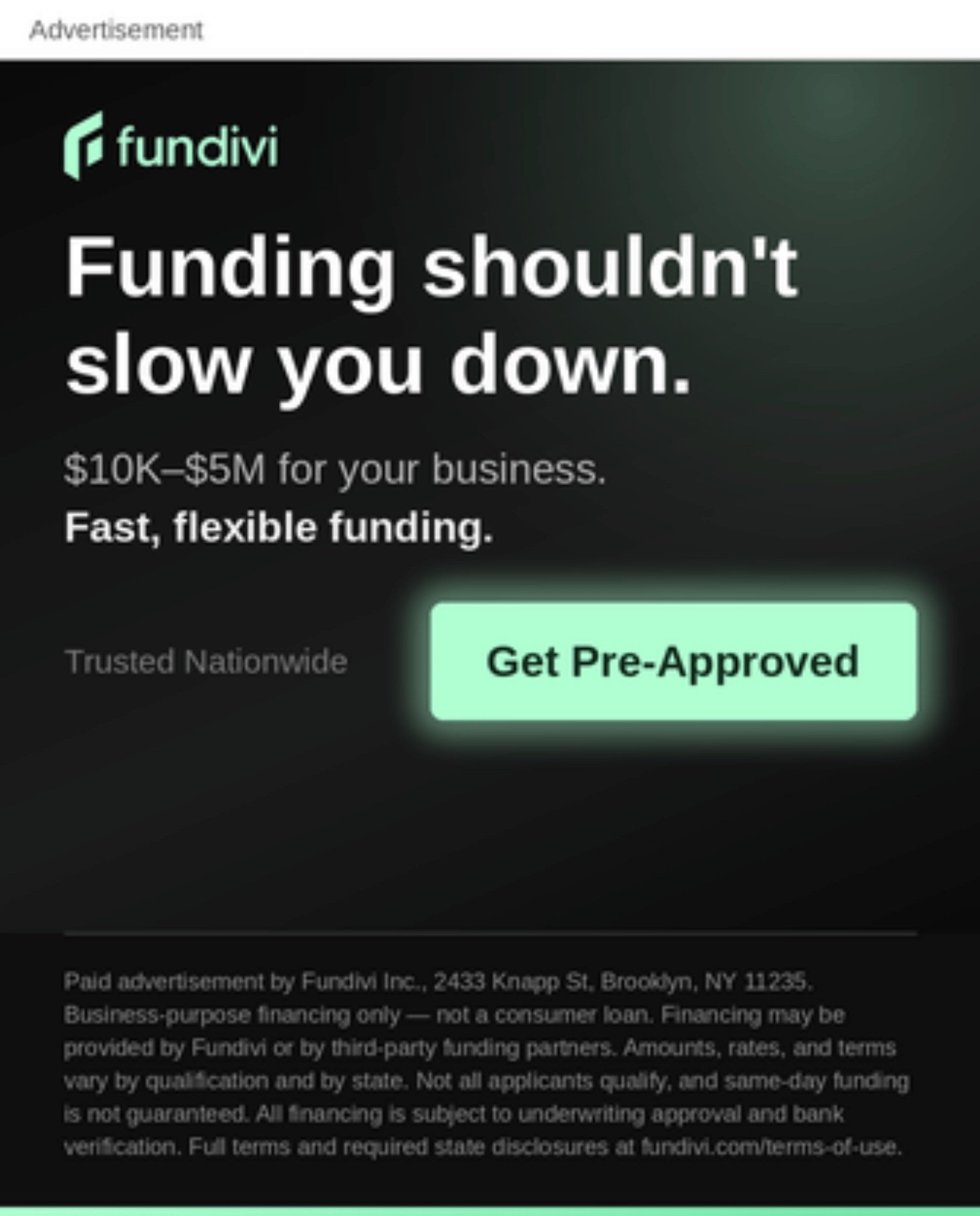 Easy business financing application
